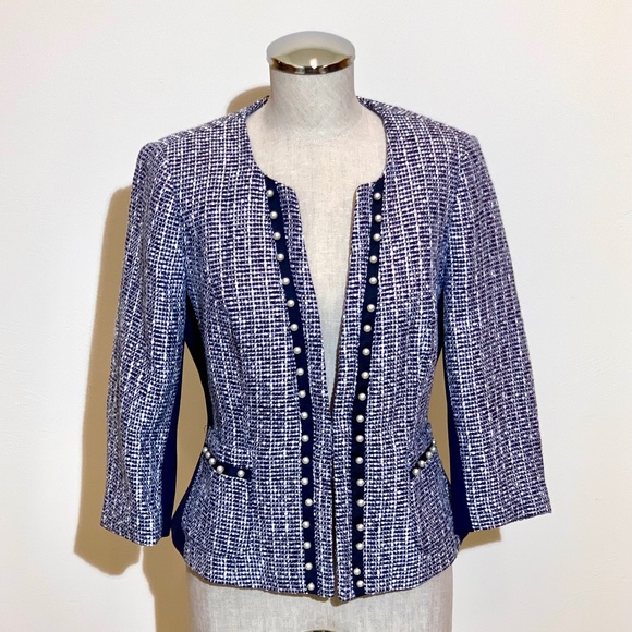 🔥NeW🔥 NWT White House Black Market Tweed & Faux Pearl Jacket - Sz 6 - Picture 5 of 16